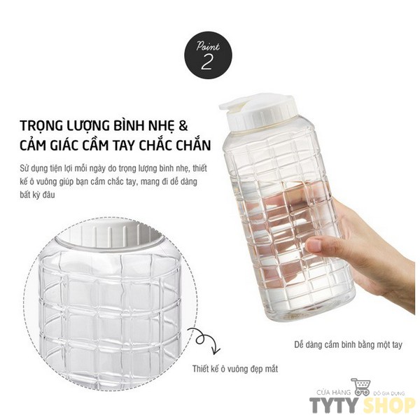 Bình đựng nước nhựa Lock&Lock Chess Water Bottle 1.0L/1.5L Nắp màu trắng xanh HAP812