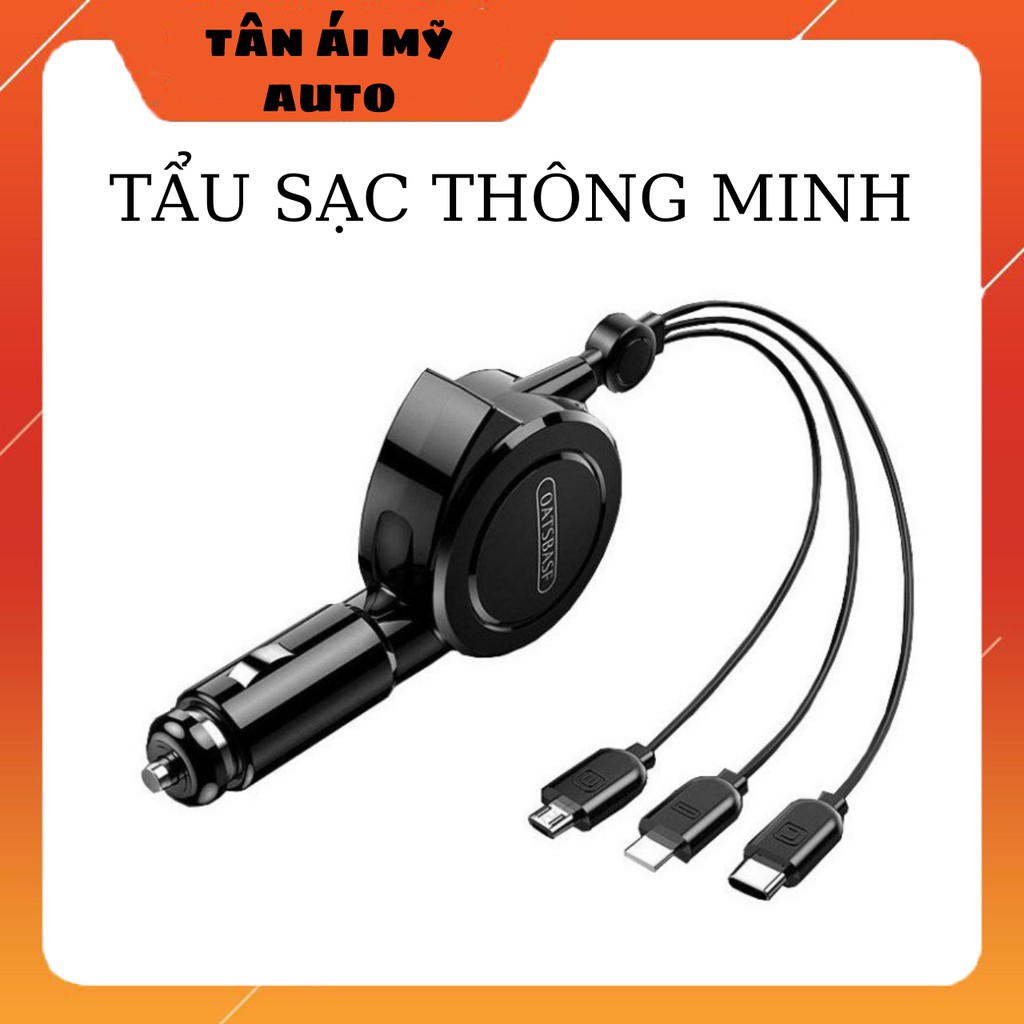 Tẩu sạc ô tô cao cấp OATSBASF điều chỉnh dây rút thông minh