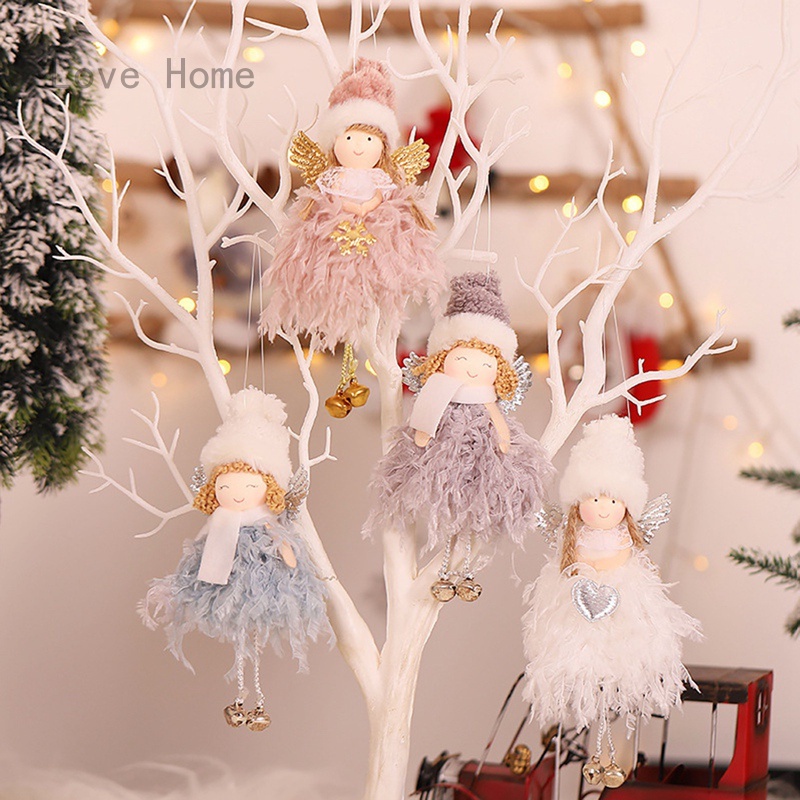 Mặt Dây Chuyền Hình Cây Thông Noel Đính Cánh Thiên Thần Màu Xanh Dương