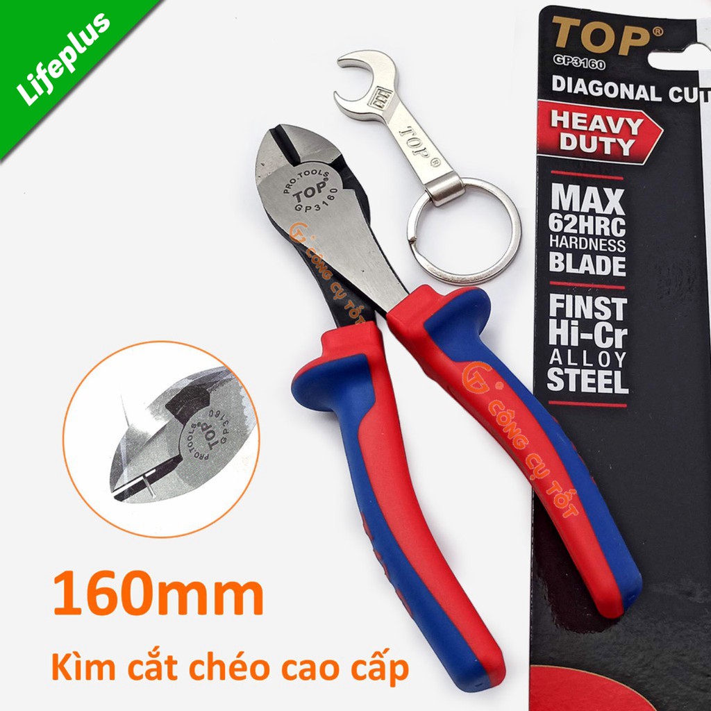 Kìm cắt chéo cao cấp 160mm TopGold lưỡi thép giàu Crôm tôi cao tần độ cứng HRC62