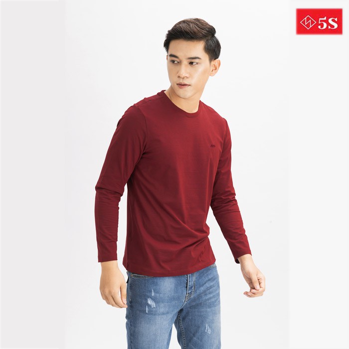Áo Phông Nam Dài Tay Cổ Tim 5S (6 màu), Vải Mềm Mịn, Co Giãn Thoải Mái, Phom Ôm Trẻ Trung (DT-02) | BigBuy360 - bigbuy360.vn