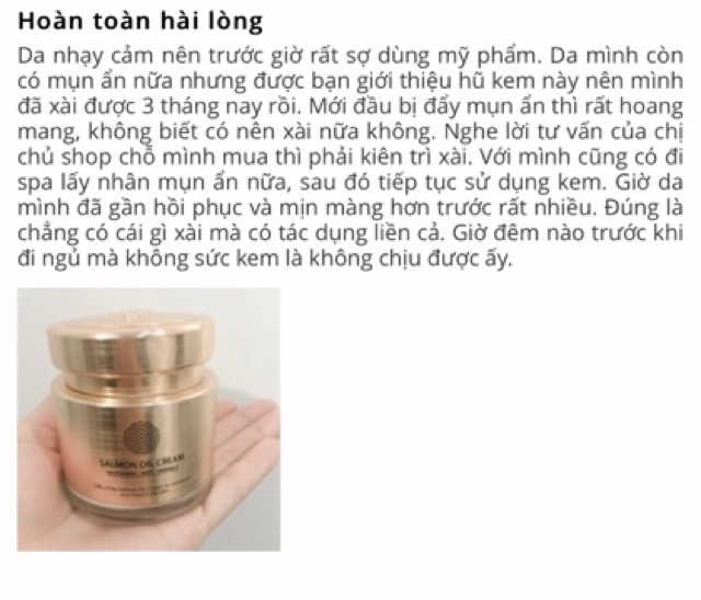 [Chính hãng] KEM DƯỠNG TRẮNG DA, CHỐNG LÃO HÓA CÁ HỒI SALMON OIL CREAM