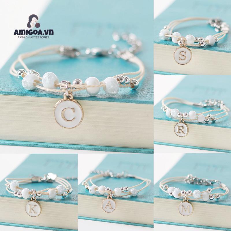 Vòng Đeo Tay Bằng Gốm Họa Tiết Chữ Dễ Thương Bắt Mắt Sành Điệu