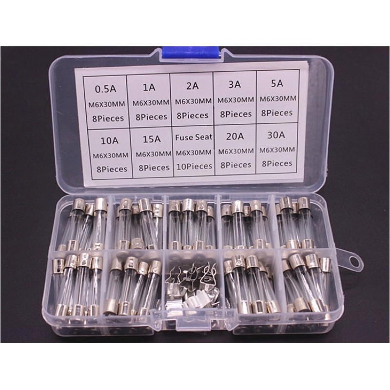 72 Cái Cầu Chì Thuỷ Tinh 0.5- 30A 6x30mm