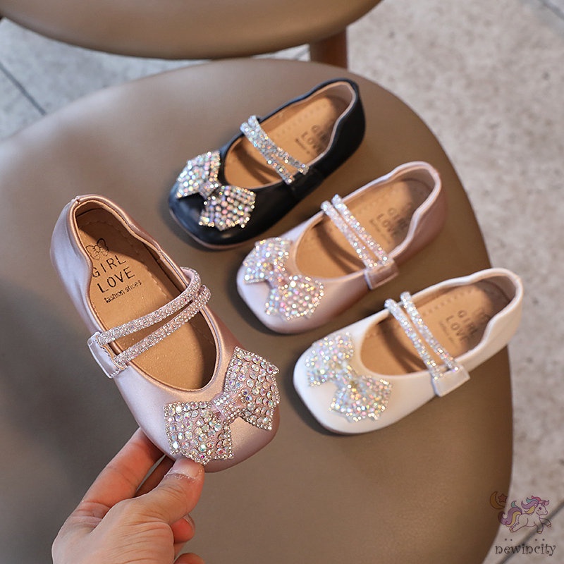 Giày Búp Bê Đính Nơ Lấp Lánh Cho Bé Gái
