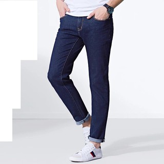 Quần jeans nam xanh trơn ôm chân vải Thái dày dặn co giãn bền đẹp thoải mái (Cam kết giống hình)