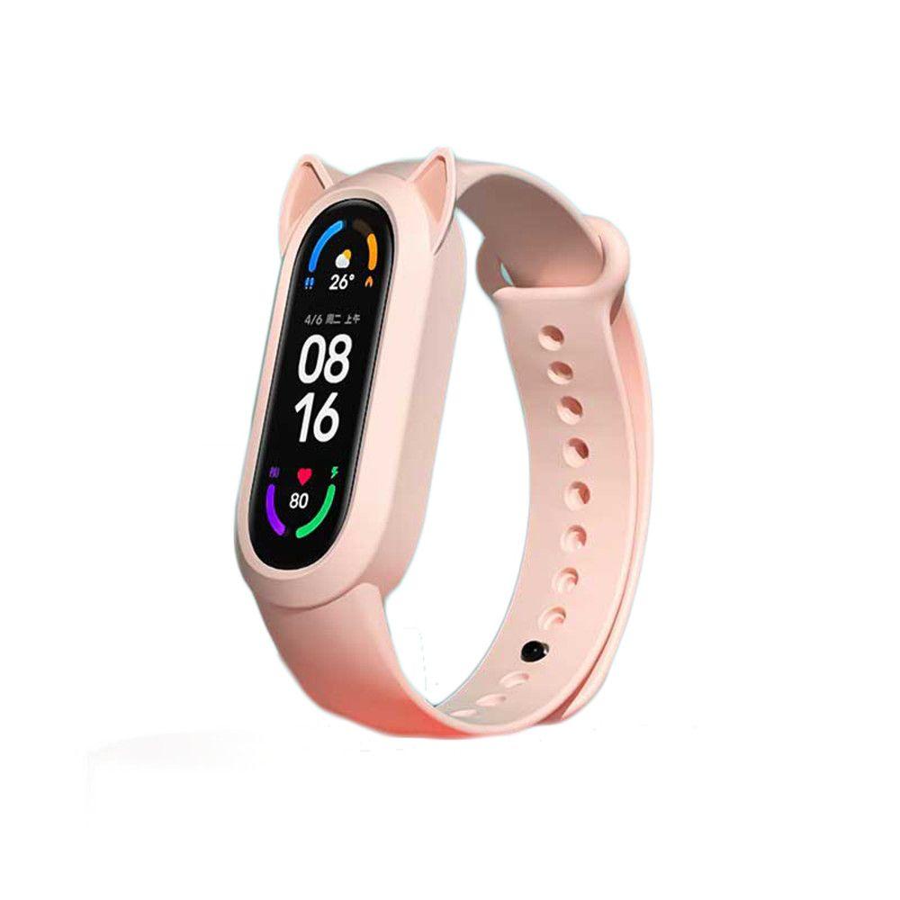 MAG Dây Đeo Tay Bằng Silicone Thoáng Khí Hình Tai Mèo Cho Xiaomi Mi Band 6 / 5 / 4 / 3