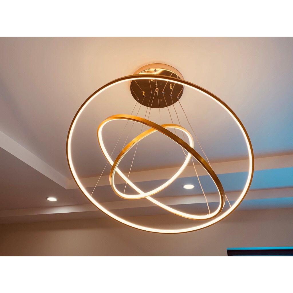 Đèn decor thả trần 3 vòng 3 chế độ ánh sáng,có điều khiển từ xa,trang trí phòng khách,ngủ,bếp ăn