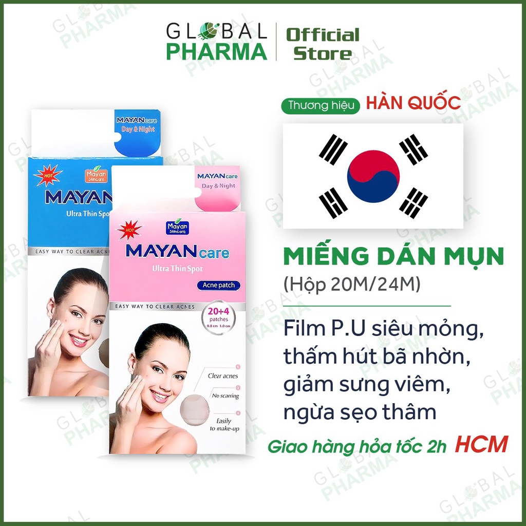 [CHÍNH HÃNG] Miếng dán giảm mụn Hàn Quốc Mayan - hiệu quả trong 48 giờ (Hộp 20M/24M)