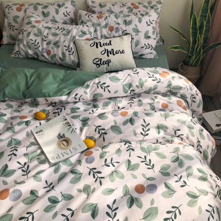 Bộ Chăn Ga Gối Cotton Poly Hoa Xanh
