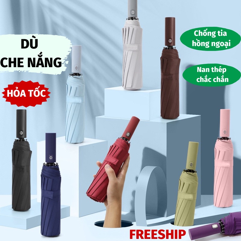 Ô Gấp Gọn Ô Che Mưa 12 Nan Tự Động Đóng Mở Chống Tia UV Dù Che Mưa Toki