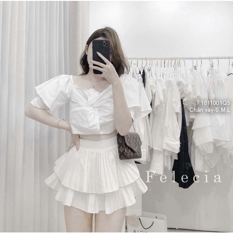 Chân váy ngắn xếp ly hai tầng có lót quần trong hàng QC!
