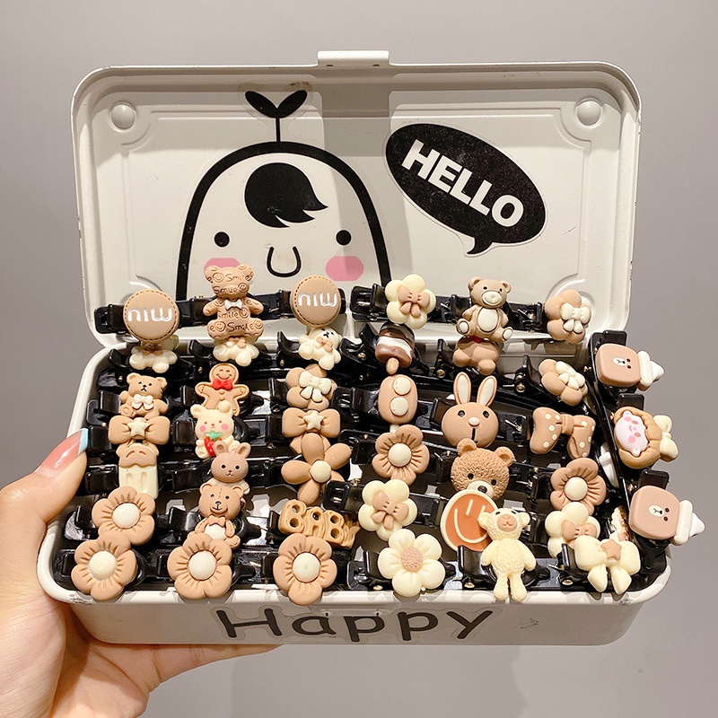 Kẹp Tóc Nữ Thiết Kế Bện Sợi Màu Sắc Cà Phê Xinh Xắn