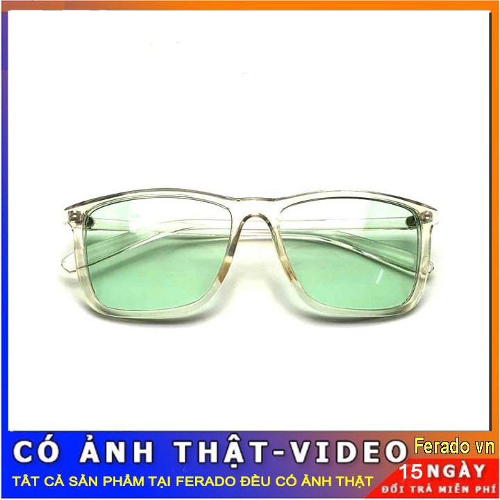 mắt kính gọng trong suốt màu xanh lá