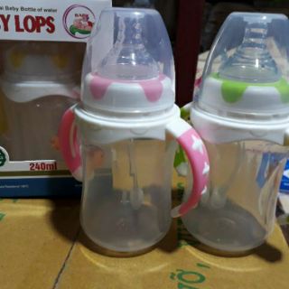 Bình sữa cổ rộng Baby Lops 140ml/240ml ( tặng 1 vòng dâu tằm cho bé )
