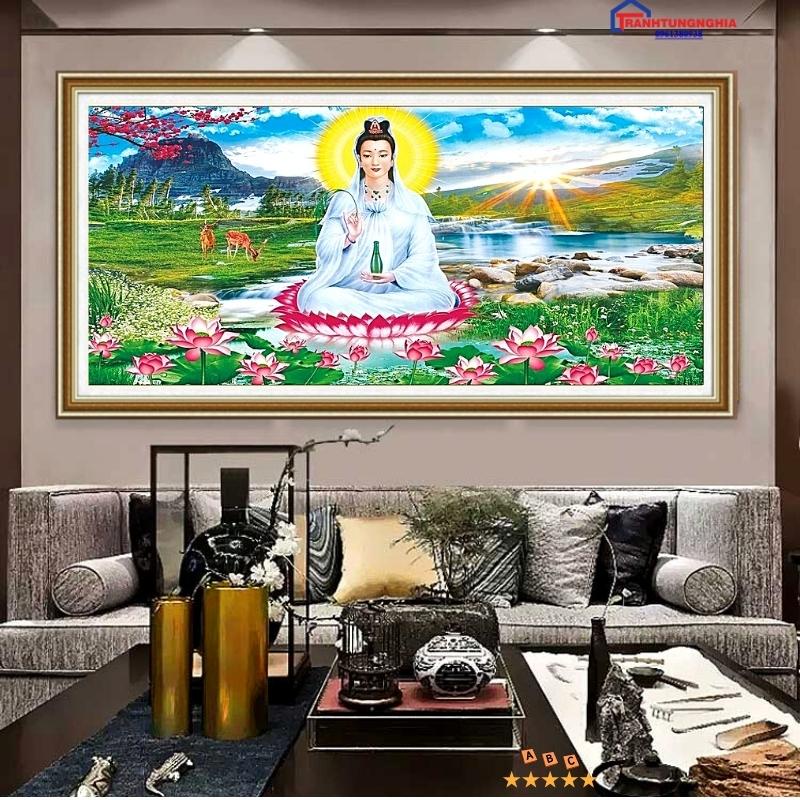 Tranh đính đá, tranh thêu chữ thập quan thế âm bồ tát