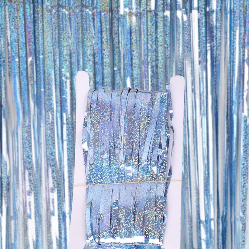 1m x 2m Laser Shiny Tinsel Curtain Foil Backdrop Birthday Wedding Party Decor