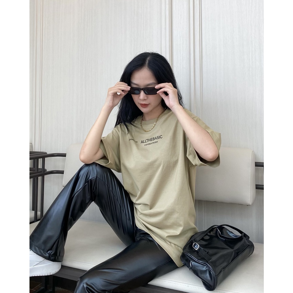 Áo Thun Vải Dày Form Rộng Tay Lỡ In Hình Đơn Giản Cho Nam Và Nữ All The Basic