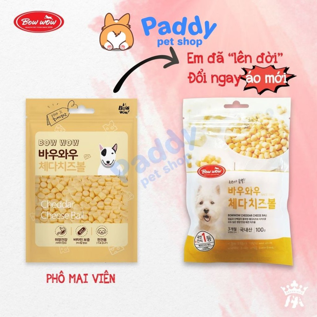 [Mã 159FMCGSALE giảm 8% đơn 500K] Phô Mai Viên Cho Chó Bowwow Cheese Ball (100g)