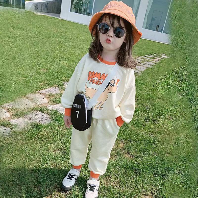 Bộ Áo Nỉ Cotton Nguyên Chất Và Quần Dài Thời Trang Mùa Thu Hàn Quốc Hàng Mới Dành Cho Bé Gái