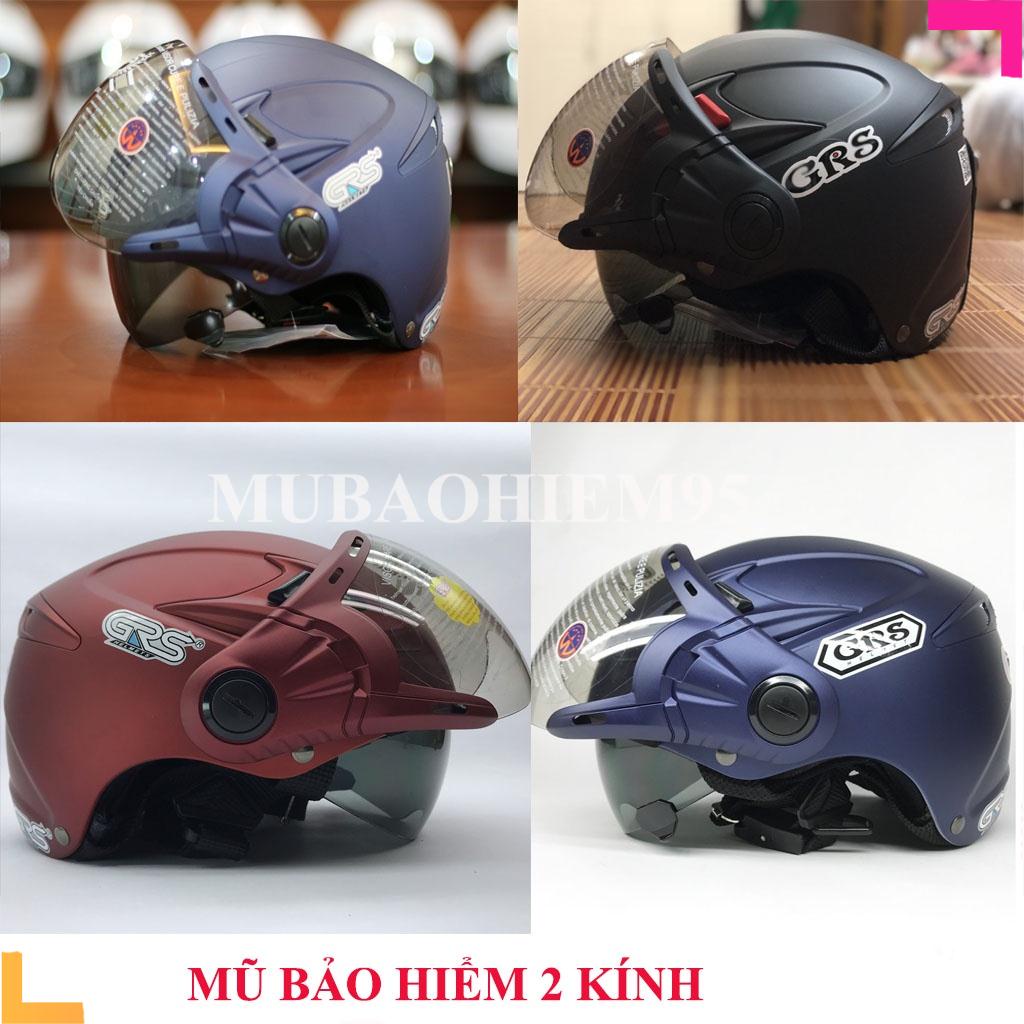 ♥️ Shop Uy Tín ♥️ Mũ bảo hiểm nửa đầu 2 kính GRS tháo lót, 1 kính âm gạt lên được