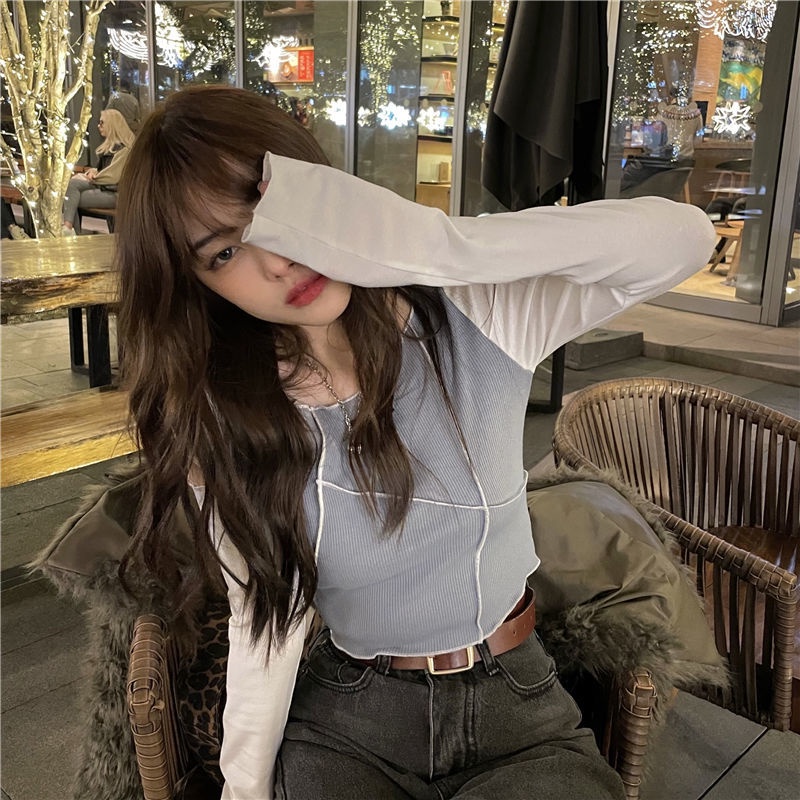 Áo Thun Lửng Tay Dài Chống Nắng Thoáng Khí Phong Cách Hong Kong Cho Nữ