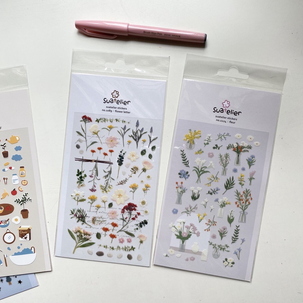 SUATELIER STICKER DECO PHONG CÁCH HÀN QUỐC TRANG TRÍ TOPLOADER, BULLET JOURNAL, SỔ TAY, PLANNERR, SLEEVEE