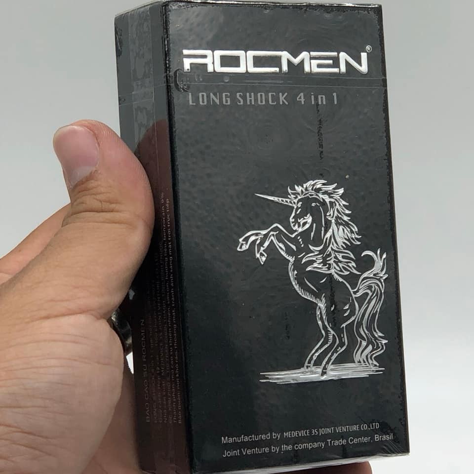 Bao cao su ROCMEN LONG SHOCK, bcs gai gân siêu mỏng chống xuất tinh sớm kéo dài thời gian