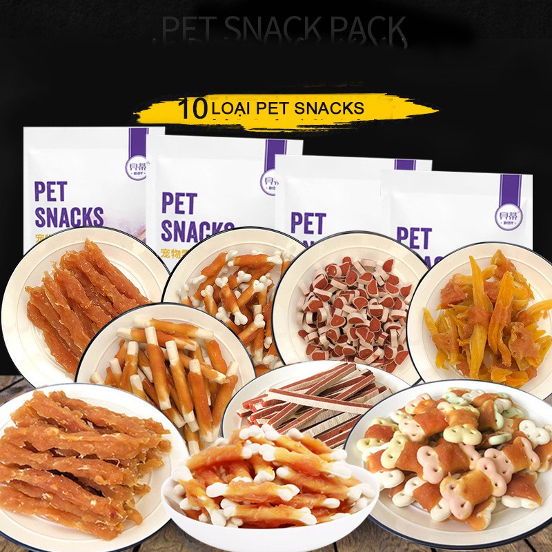 Đồ ăn cho chó PET SNACK nhiều vị gà ,bò , sushi món ăn vặt hấp dẫn thú cưng