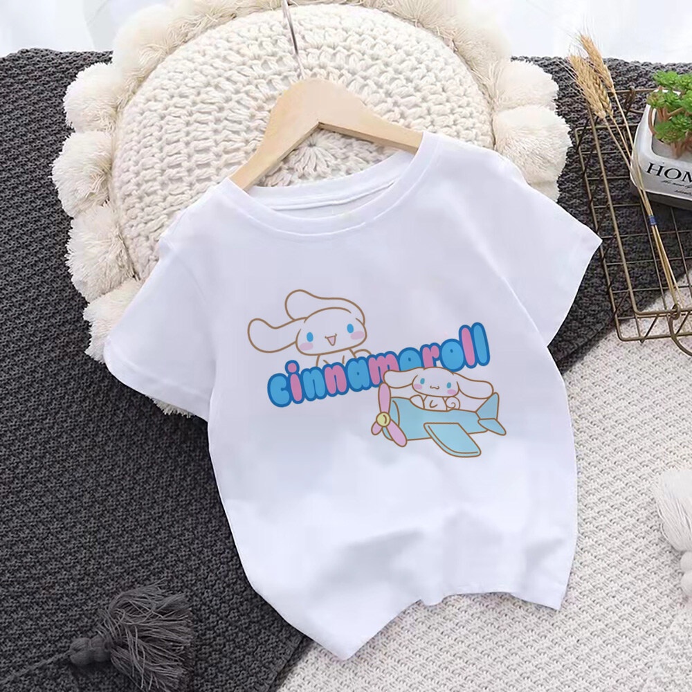 Áo Thun Tay Ngắn Cổ Tròn In Hoạt Hình cinnamoroll Dễ Thương Cho Bé Gái