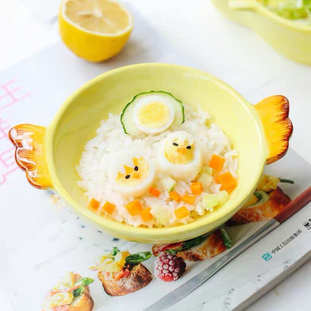 Bát sứ hình gà,vịt đựng cháo, đồ ăn dặm cho bé