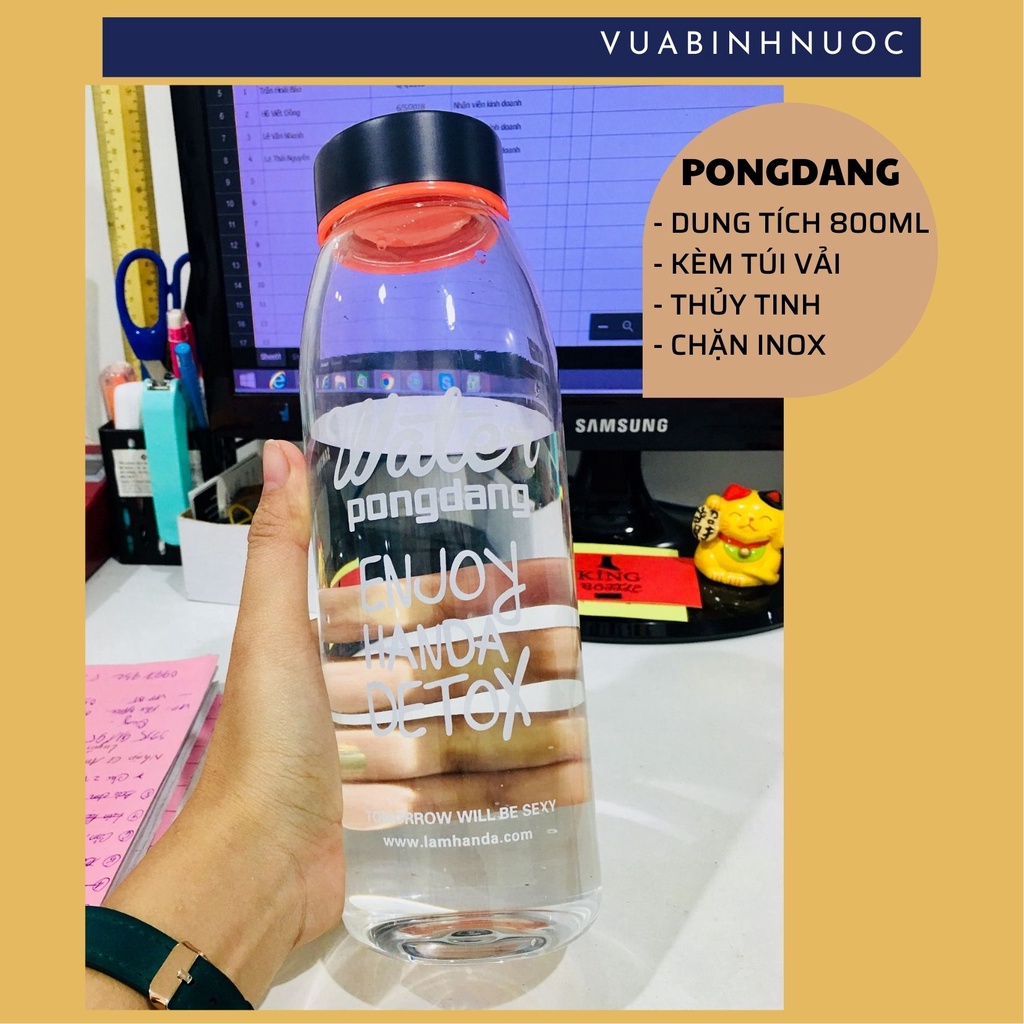 Bình Thủy Tinh PongDang mẫu mới 800ml kèm Túi