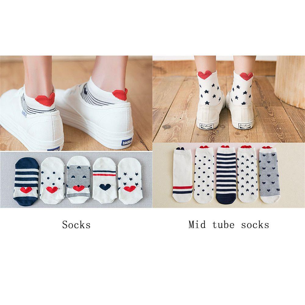 Vớ Thuyền Cổ Thấp In Họa Tiết Tai Động Vật / Trái Tim Màu Đỏ