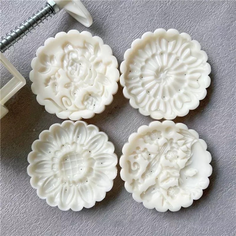 Khuôn trung thu lò xo 4 mặt chim và hoa 150g/200g