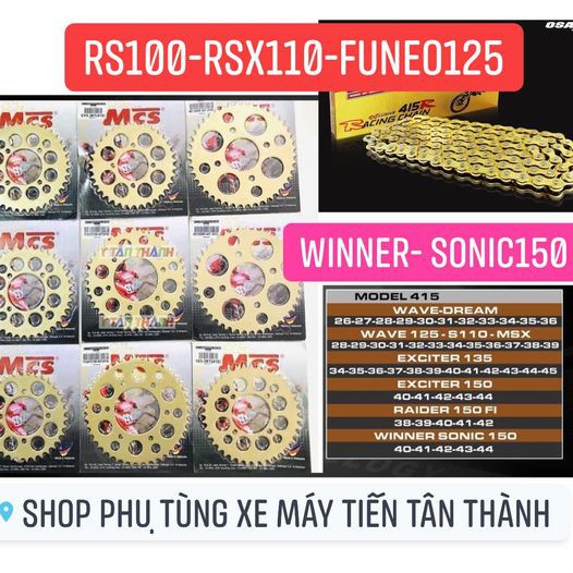 NSD NHÔNG SÊN ĐĨA XÍCH MCS YBN RECTO Malaysia winner / sonic150 / rs100  / funeo125 / RSX (SÊN 415 / 7LY )