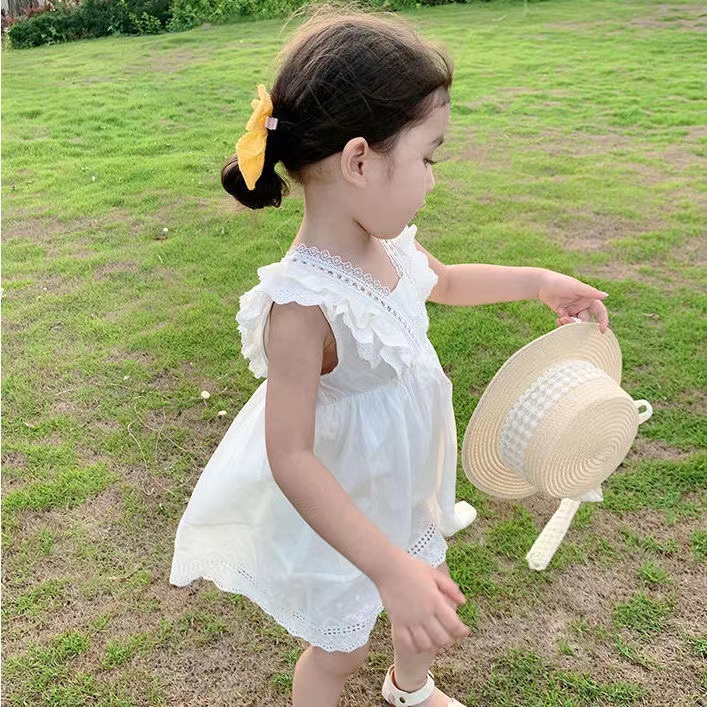 Đầm Công Chúa Không Tay Màu Trắng Thời Trang Cho Bé Gái 2 Tuổi