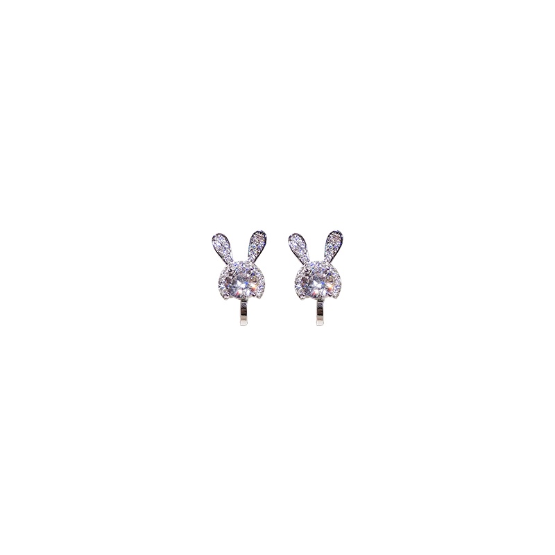 Khuyên tai JIUDUOLAN mạ bạc thiết kế thỏ đính đá zircon thời trang tinh tế dễ thương dành cho nữ