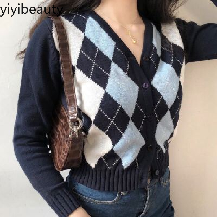 Áo Khoác Len Cardigan Tay Dài Cổ Chữ V Phong Cách Retro Cho Nữ | BigBuy360 - bigbuy360.vn
