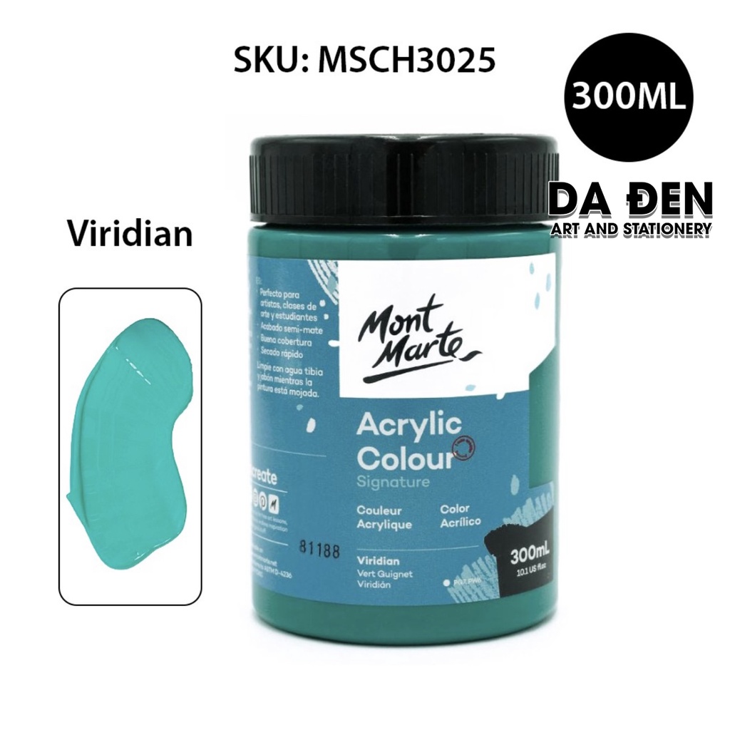 [DA ĐEN] Màu Mont Marte Signature Acrylic Colour 300ml (10.1-oz) - Viridian