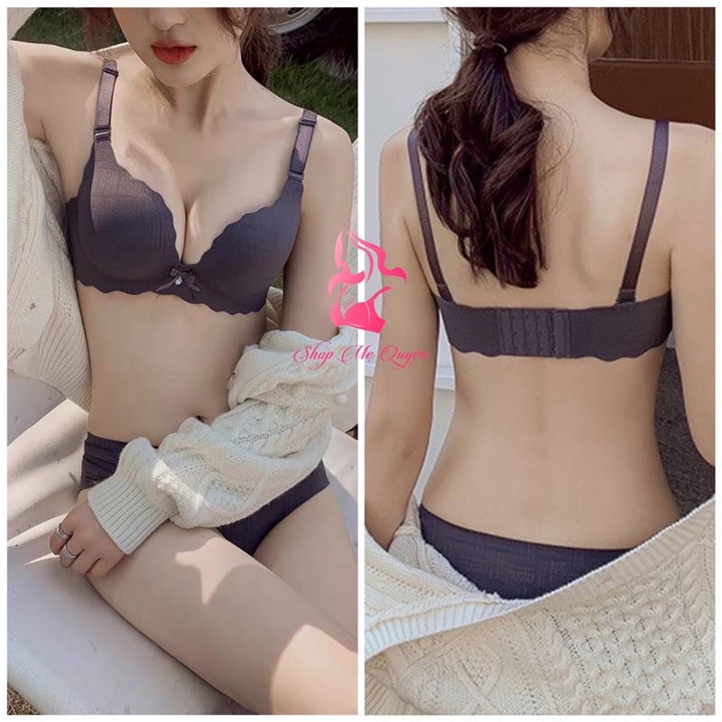 Áo lót, áo ngực su non đính nơ cao cấp, quả vát nâng ngực tròn đầy, chất liệu su mềm mại