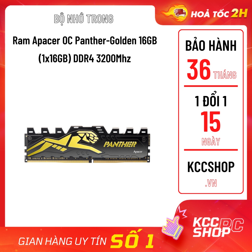 Ram Desktop Apacer OC Panther-Golden (AH4U16G32C28Y7GAA-1) 16GB (1x16GB) DDR4 3200Mhz