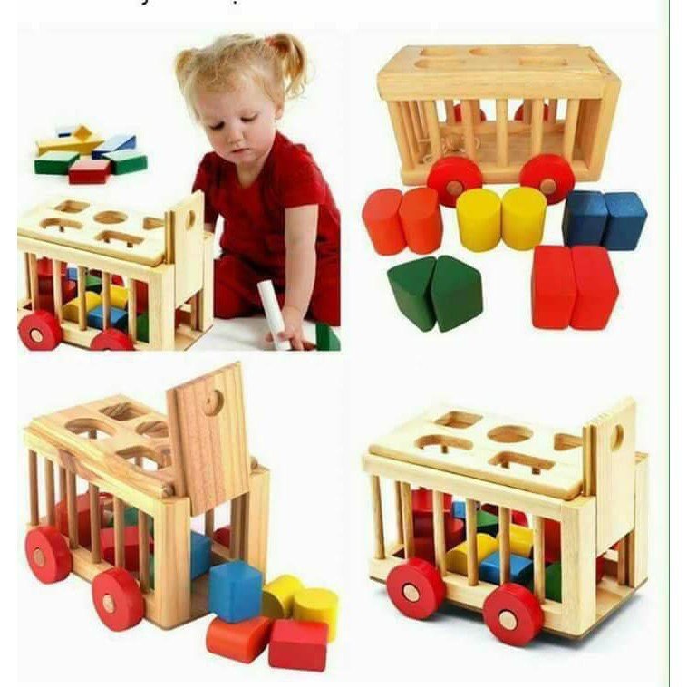 [Mã LIFETOYS1 giảm 30K đơn 99K] Xe Cũi Thả Hình Khối- Ô Tô Thả Hình- Đồ Chơi Phát Triển Tư Duy Cho Trẻ