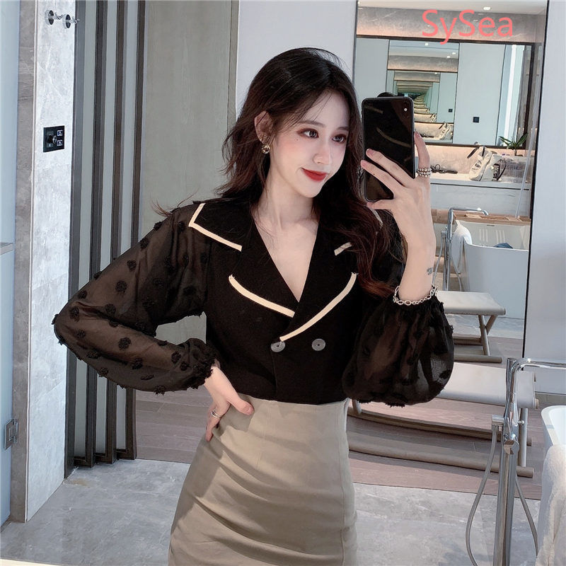 Áo Kiểu Chất Liệu Vải Voan Màu Trắng Cổ V Thời Trang Công Sở | BigBuy360 - bigbuy360.vn