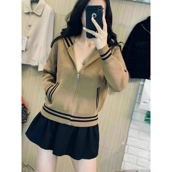 Áo khoác dây kéo có nón,khoác nữ thời trang cho bạn gái đi chơi đi làm cực style