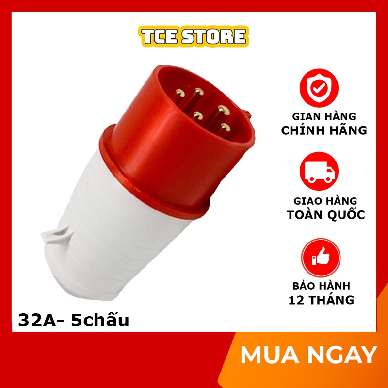 Phích cắm công nghiệp 3 pha 32a 5 chấu chống giật chống nước chịu tải cao phích cắm điện công nghiệp TCE