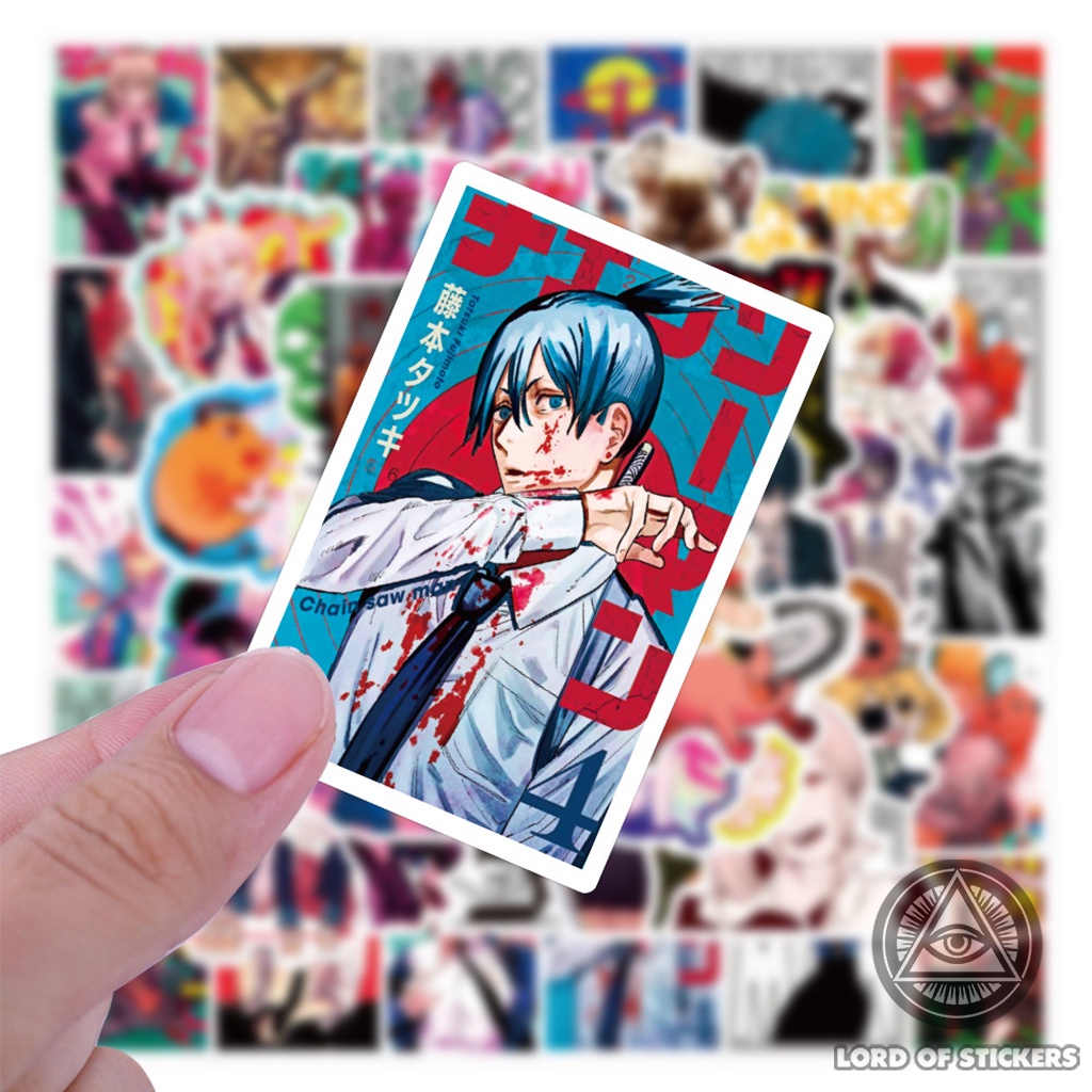 Set 50 Hình Dán Chainsaw Man Sticker Anime Manga Chống Thấm Nước Trang Trí Mũ Nón Bảo Hiểm, Ván Trượt, Vali, Laptop, Sổ