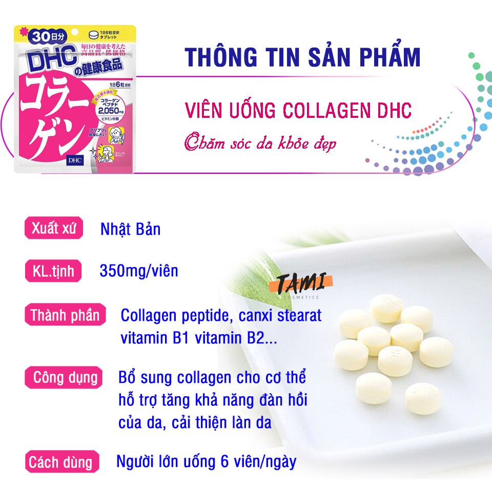 Viên uống collagen DHC Nhật Bản chống lão hoá da hỗ trợ xương khớp thực phẩm chức năng gói 90 ngày TM-DHC-COL90