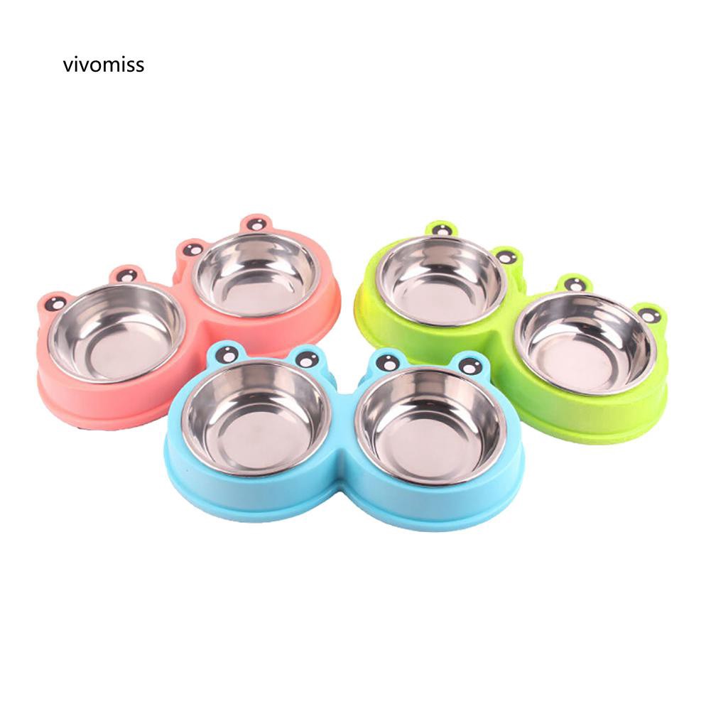 Bát đựng thức ăn cho thú cưng hình con ếch dễ thương bằng thép không gỉ