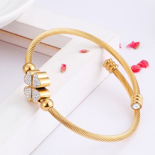 Vòng Tay Cỏ 4 Lá Titan Ko Đen TT 2785
