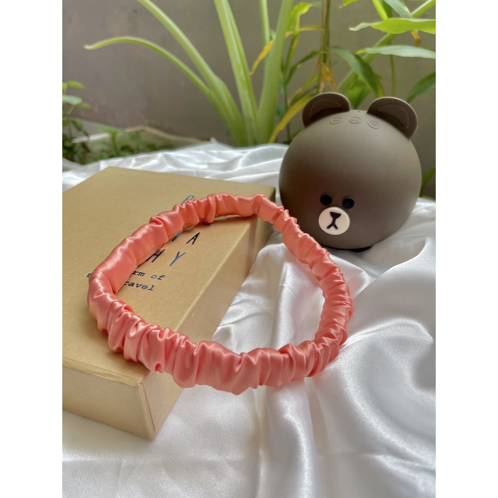 Băng đô lụa thun rửa mặt bờm cài tóc rửa mặt, makeup, trang điểm êm ái